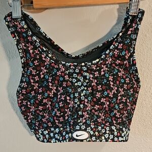 Nike Black and Pink Sports Bra Floral Design
